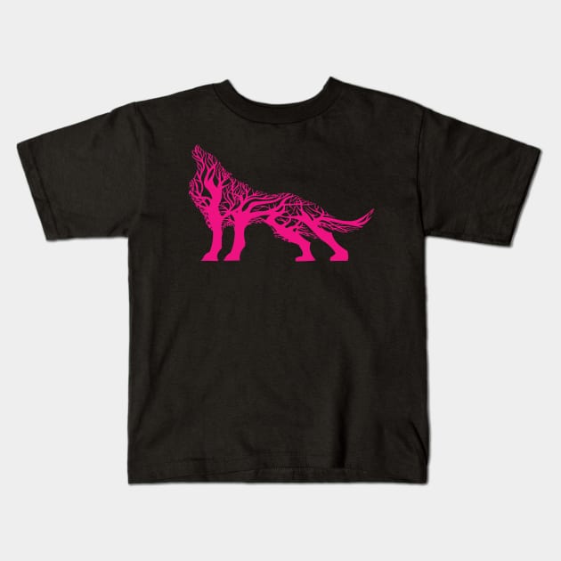 Wolf tree blend cute cool colorful Kids T-Shirt by Okuadinya